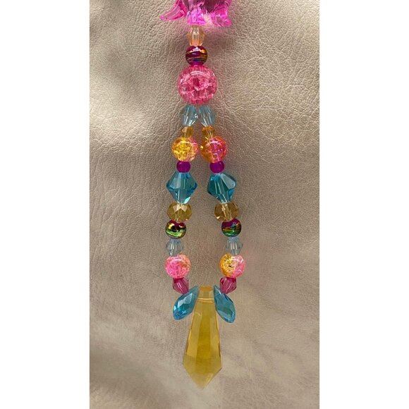 Beaded Purse Charm Suncatcher Dinosaur Yellow Crystal Prism Handbag Ornament - Picture 5 of 10